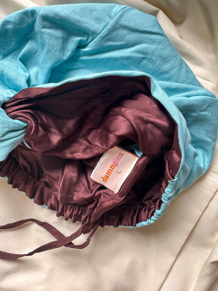 ocean blue with chocolate brown silk